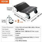 4x Wiel Dolly Set 2720kg voor Auto's & Vrachtwagens - 59% Korting
