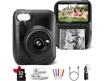 Instant Print Camera voor Kinderen Zwart - 34% Korting