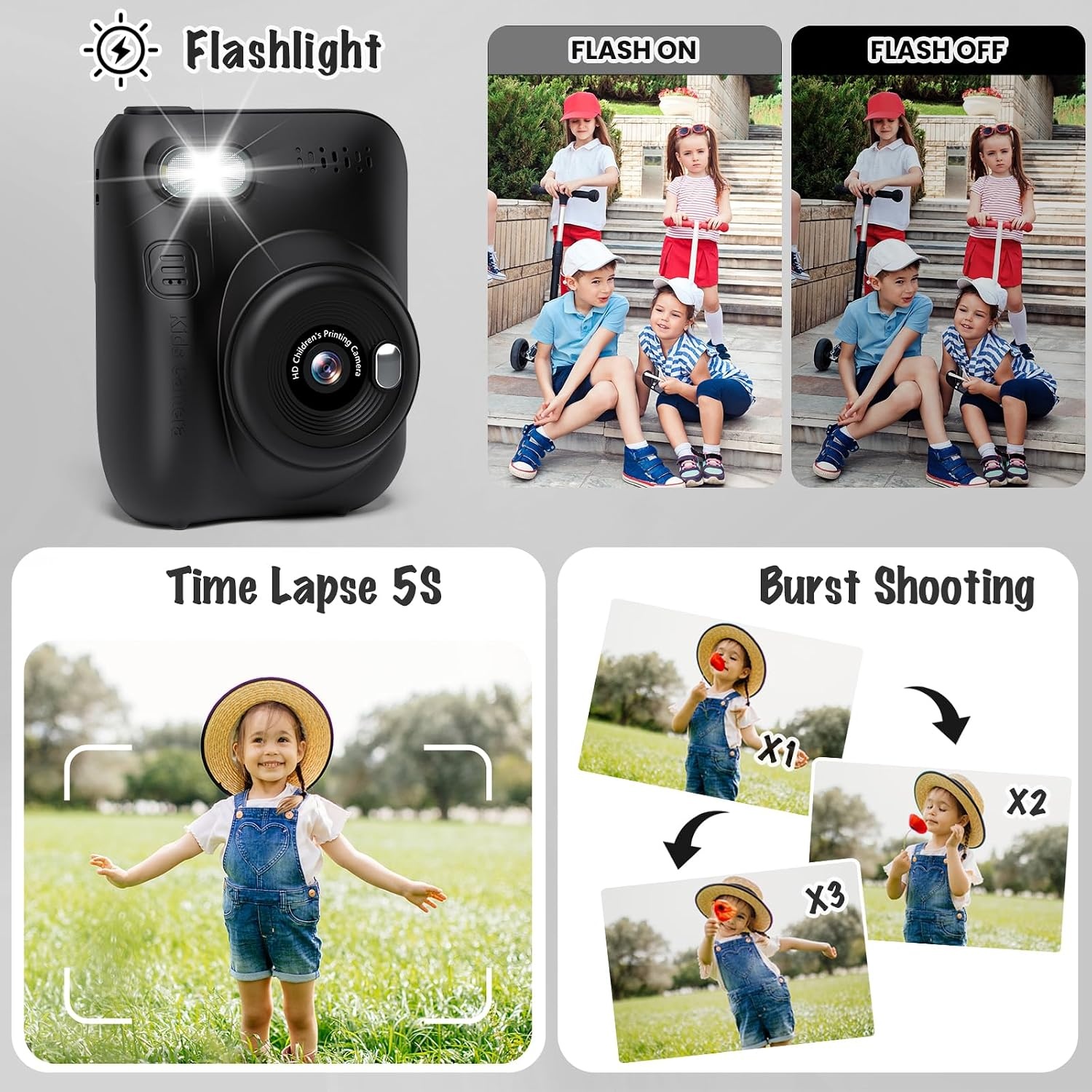 Instant Print Camera voor Kinderen Zwart - 34% Korting