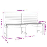 VidaXL Tuinbank 157,5 cm Zwart - Massief Grenenhout - 34% Korting