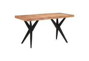 Eettafel Massief Acaciahout Zwart 140x70x76 cm - 41% Korting