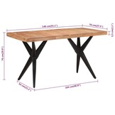 Eettafel Massief Acaciahout Zwart 140x70x76 cm - 35% Korting