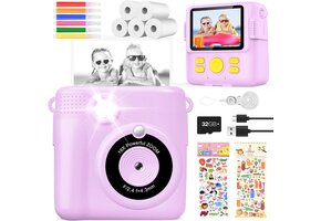 Kinder Digitale Camera Paars - Direct Printen - 32GB SD