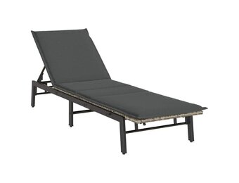 VidaXL Ligstoel Polyrotan Lichtgrijs met Kussen - 35% Korting