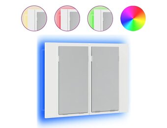 Badkamerkast met Spiegel & LED Verlichting - Wit - 60x12x45 cm - 33% Korting