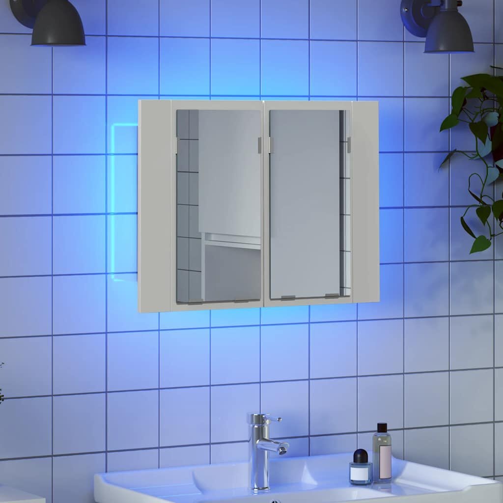 Badkamerkast met Spiegel & LED Verlichting - Wit - 60x12x45 cm - 33% Korting