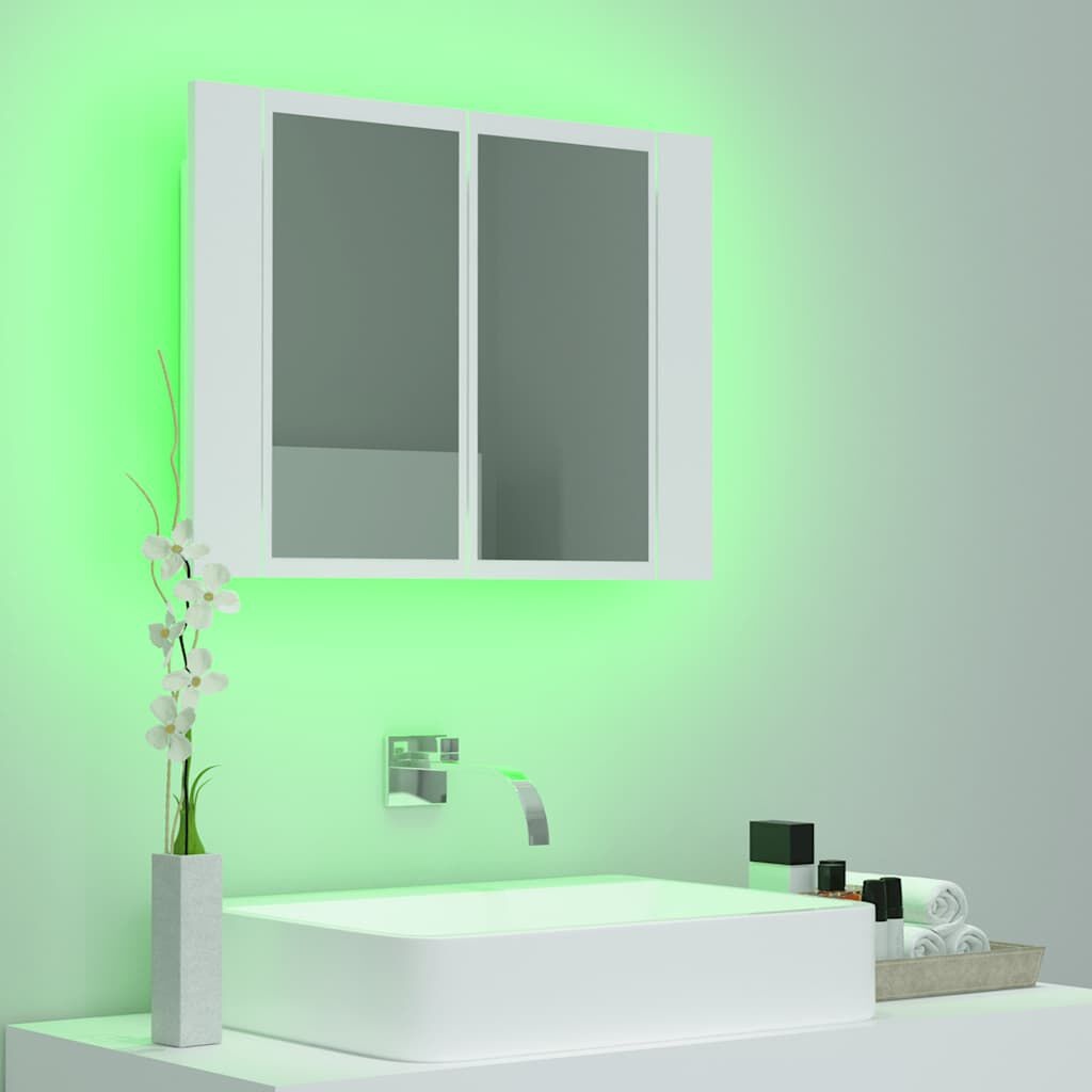 Badkamerkast met Spiegel & LED Verlichting - Wit - 60x12x45 cm - 33% Korting