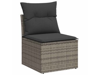 vidaXL Tuinstoel Poly Rattan Grijs met Kussens (34% Korting)