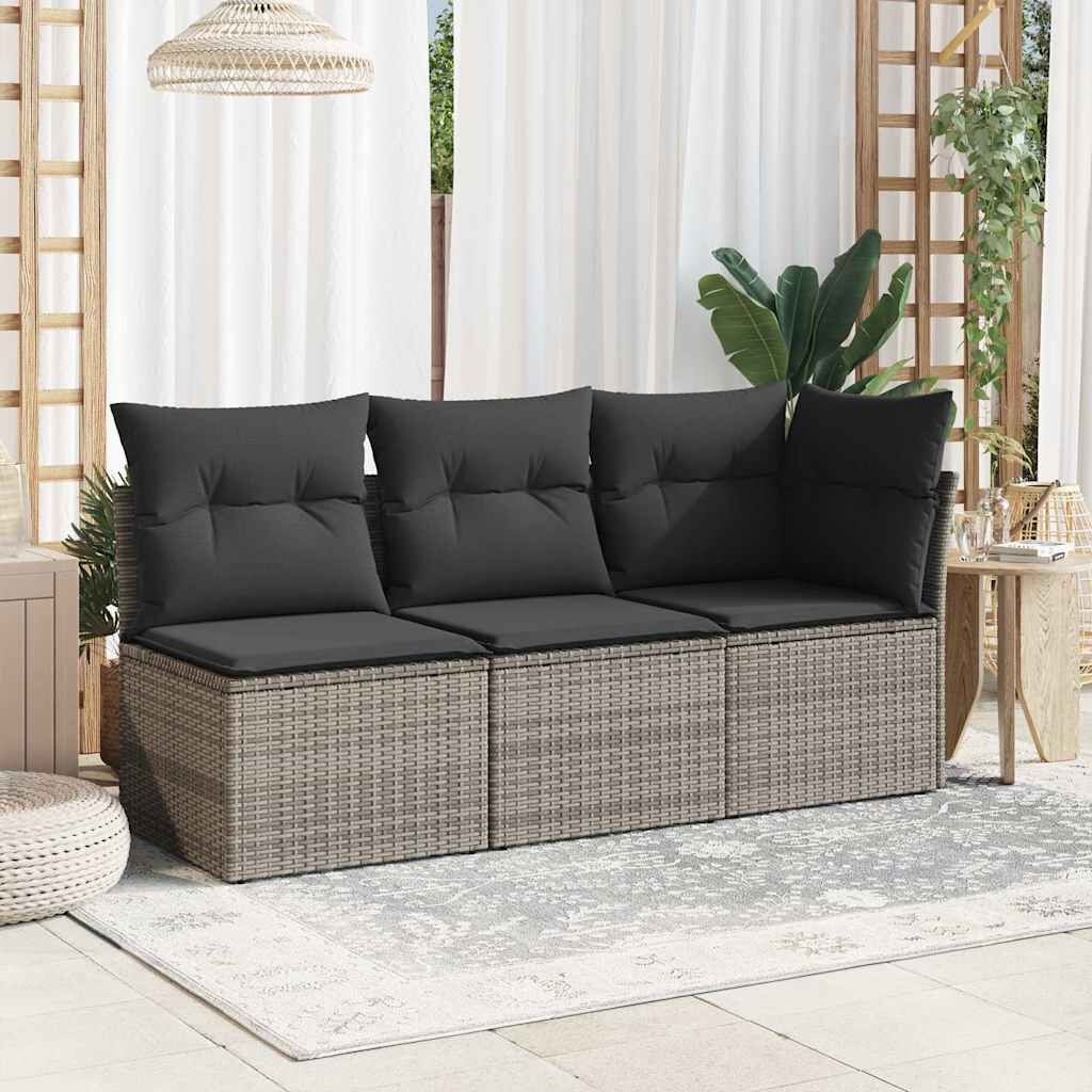 vidaXL Tuinstoel Poly Rattan Grijs met Kussens (34% Korting)