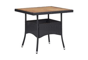 VidaXL Tuintafel Poly Rattan & Acaciahout Zwart/Bruin - 52% Korting