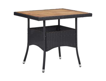 vidaXL Tuintafel Poly Rattan & Acaciahout Zwart/Bruin - 35% Korting