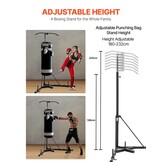 VEVOR 2-in-1 bokszakstandaard, stalen heavy-duty trainingsapparatuur, in hoogte verstelbare bokszakstandaard met optrekstang, vrijstaand zandzakrek, belastbaar tot 63,5 kg, voor thuisgymnastiek en