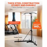 VEVOR 2-in-1 bokszakstandaard, stalen heavy-duty trainingsapparatuur, in hoogte verstelbare bokszakstandaard met optrekstang, vrijstaand zandzakrek, belastbaar tot 63,5 kg, voor thuisgymnastiek en