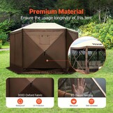 VEVOR Gazebo Screen Tent, 12 x 12 ft, 6 Sided Pop-up Camping Canopy Shelter Tent with Mesh Windows, Portable Carry Bag, Ground Stakes, Large Shade Tents for Outdoor Camping, Lawn and Backyard