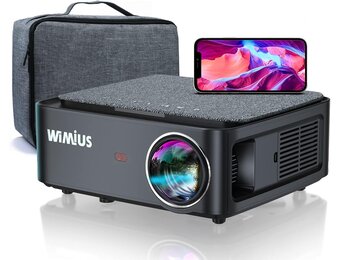 Wifi-beamer, Bluetooth, 28000 lumen, Full HD-projector, 1080p, ondersteunt 4K, WiMiUS beamer met 4D-trapeziumcorrectie, 50% zoom voor thuisbioscoop PPT, iOS/Android smartphone (tas meegeleverd)