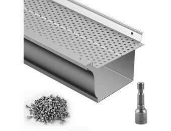 VEVOR, 5 "Breedte 2 Aluminium Bladfilter DIY Cover, 26 STKS 31,7 m Totale Lengte, 0,157" Gat Diameter & 0,02 inch Dikke Raptor Guards Past Op Elk Dak of Goot Type, Zilver