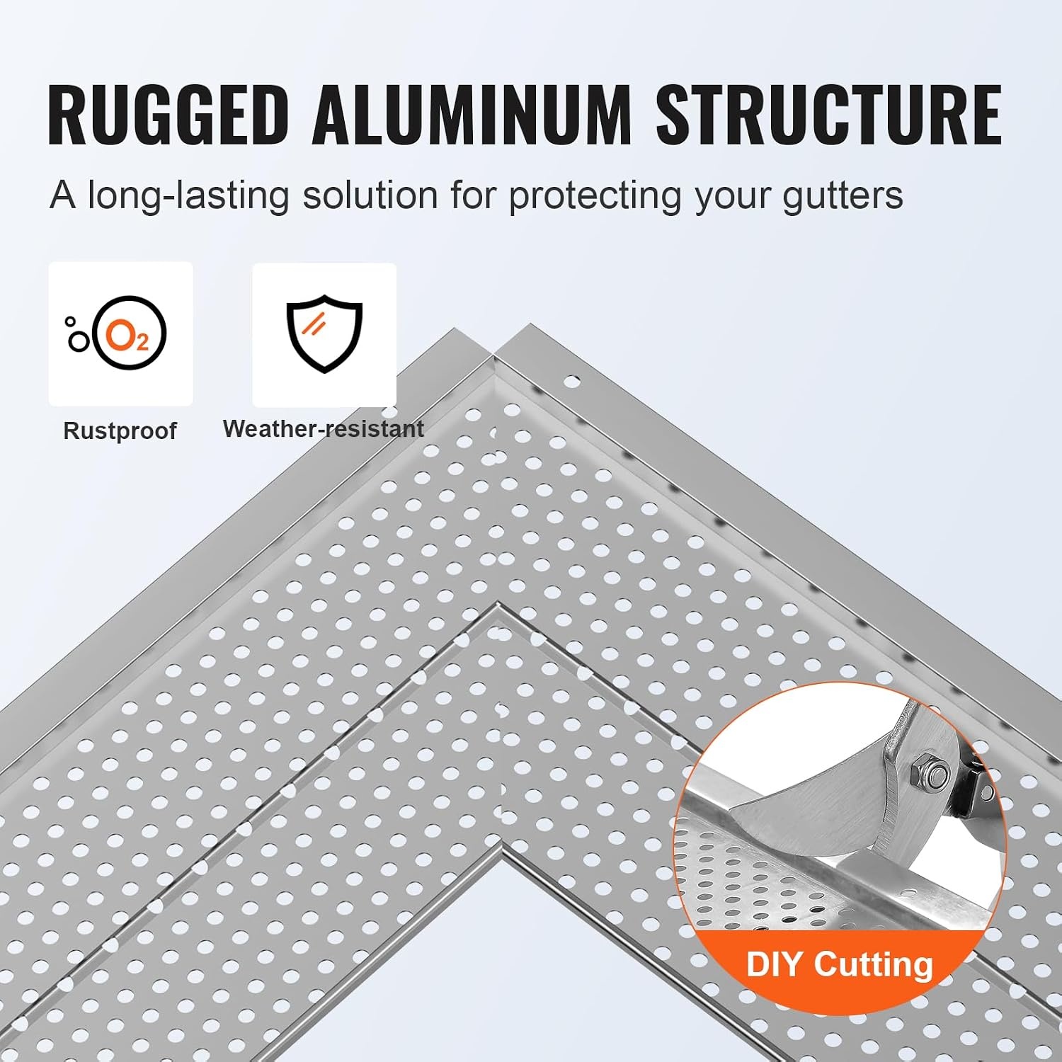 VEVOR, 5 "Breedte 2 Aluminium Bladfilter DIY Cover, 26 STKS 31,7 m Totale Lengte, 0,157" Gat Diameter & 0,02 inch Dikke Raptor Guards Past Op Elk Dak of Goot Type, Zilver