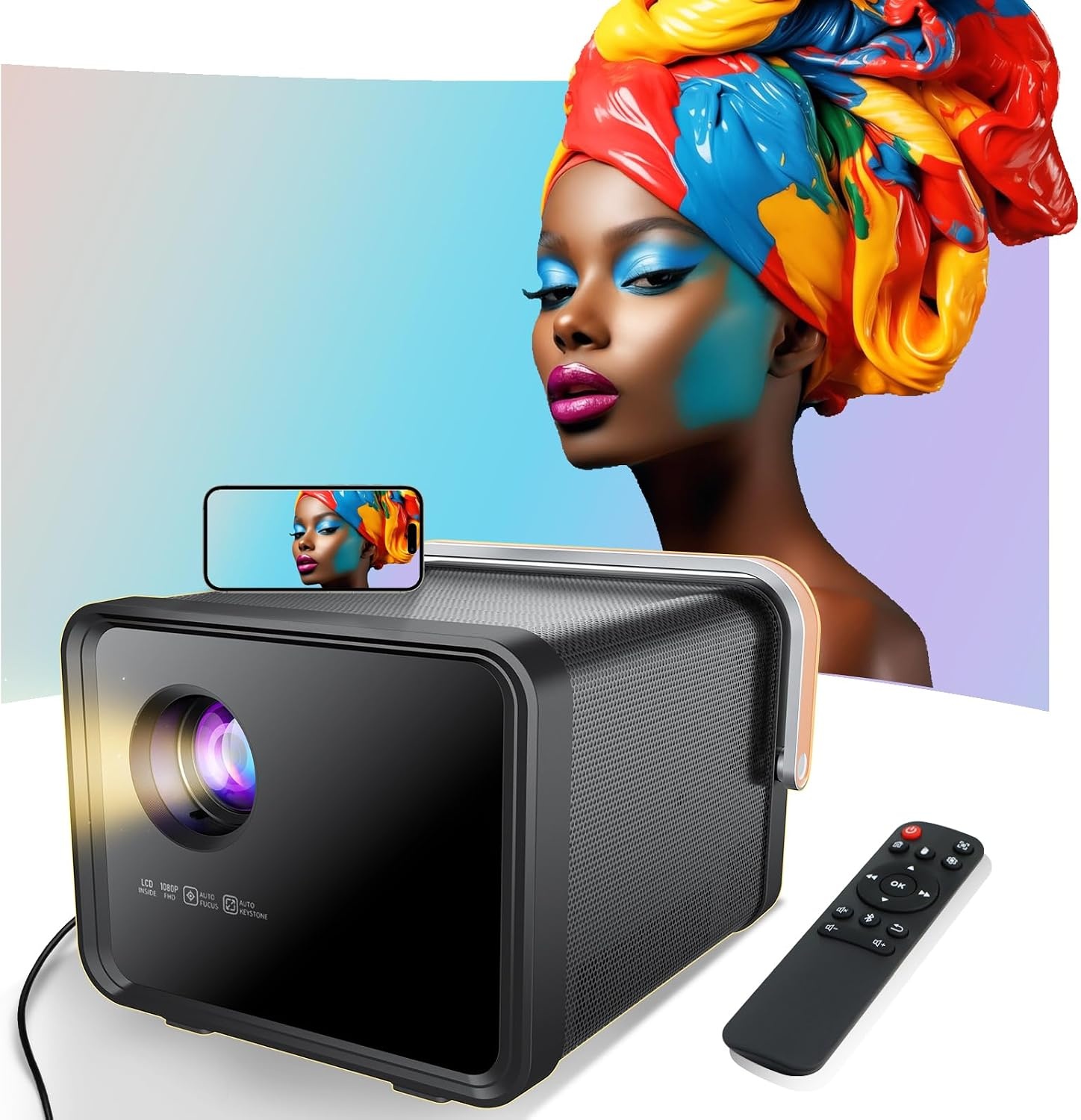 Weelikeit Projector, draagbare miniprojector 1080P HD 4K-ondersteuning, thuisbioscoopfilmprojector met 5G WiFi 6 en Bluetooth, buitenvideoprojector voor iPhone/Android/TV-stick/HDMI/USB/laptop/DVD/PS5