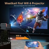 Weelikeit Projector, draagbare miniprojector 1080P HD 4K-ondersteuning, thuisbioscoopfilmprojector met 5G WiFi 6 en Bluetooth, buitenvideoprojector voor iPhone/Android/TV-stick/HDMI/USB/laptop/DVD/PS5