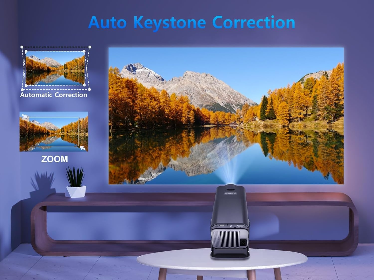 Nieuwe Collectie HY320 Mini Draagbare Auto Keystone Projector, Native 1080P Smart Projector 4K FHD Ondersteuning 10000 Lumen met WiFi 6, BT 5.0, 180 Graden Rotatie, Ingebouwde Android 11.0