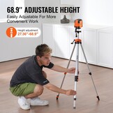 VEVOR Laser Level Tripod, ¼ x 20 Thread Mount, 27.36-68.11 inch Height Adjustment with Integrated Level Bubble Lightweight Laser Scanner Stand, Retractable Legs Aluminum Tripod for Stable Measurement