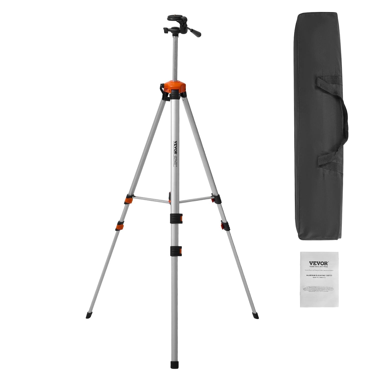 VEVOR Laser Level Tripod, ¼ x 20 Thread Mount, 27.36-68.11 inch Height Adjustment with Integrated Level Bubble Lightweight Laser Scanner Stand, Retractable Legs Aluminum Tripod for Stable Measurement