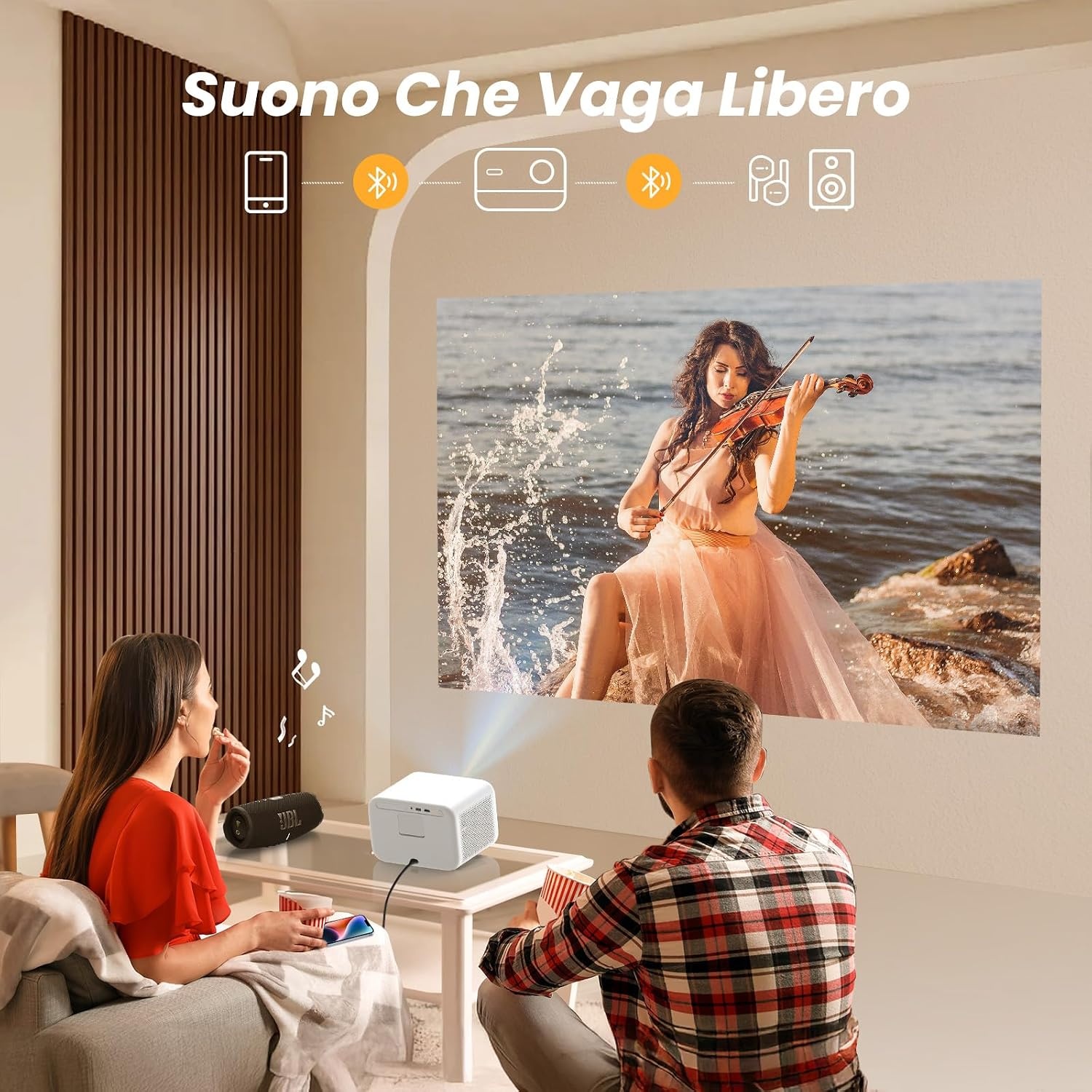 【Geluid door JBL&1s autofocus】Yaber L2s-projector, Native1080P draagbare projector, WiFi 6 Bluetooth-miniprojectoren, verticale keystone Yaber-projectoren met 50% zoom voor slaapkamer/iOS/Android