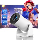 Mini-beamer, 5G, wifi, Bluetooth, 8000 lumen, draagbaar, 1080p Full HD, zilverwit