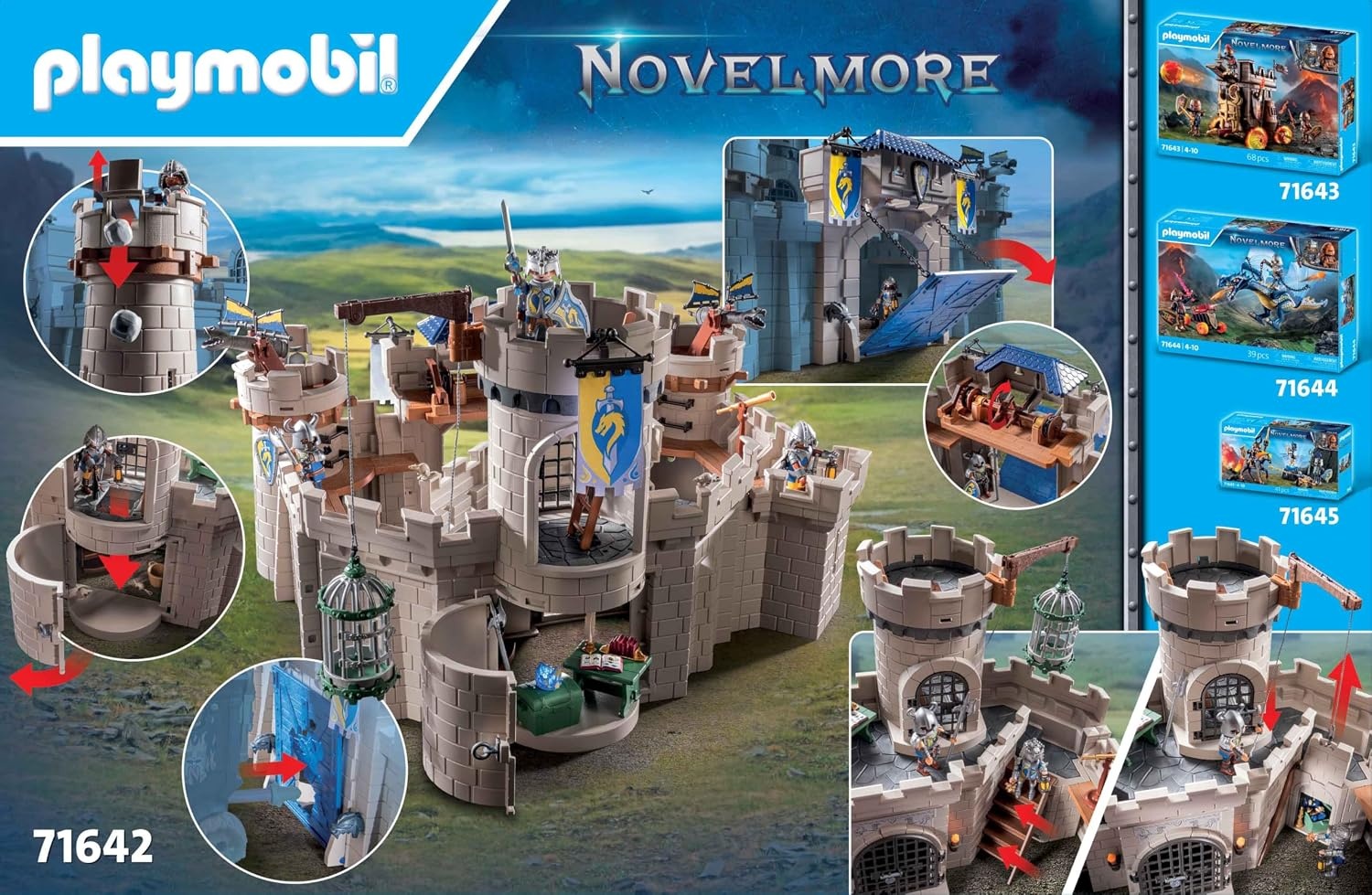 PLAYMOBIL Novelmore 71642 Arwynn's kasteel, inclusief drie ridders en talrijke accessoires voor realistische gevechten, actievol speelgoed voor kinderen vanaf 4 jaar