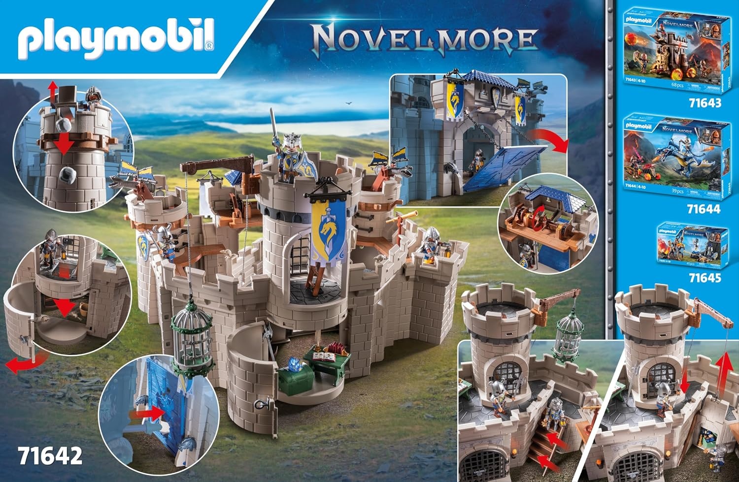 PLAYMOBIL Novelmore 71642 Arwynn's kasteel, inclusief drie ridders en talrijke accessoires voor realistische gevechten, actievol speelgoed voor kinderen vanaf 4 jaar