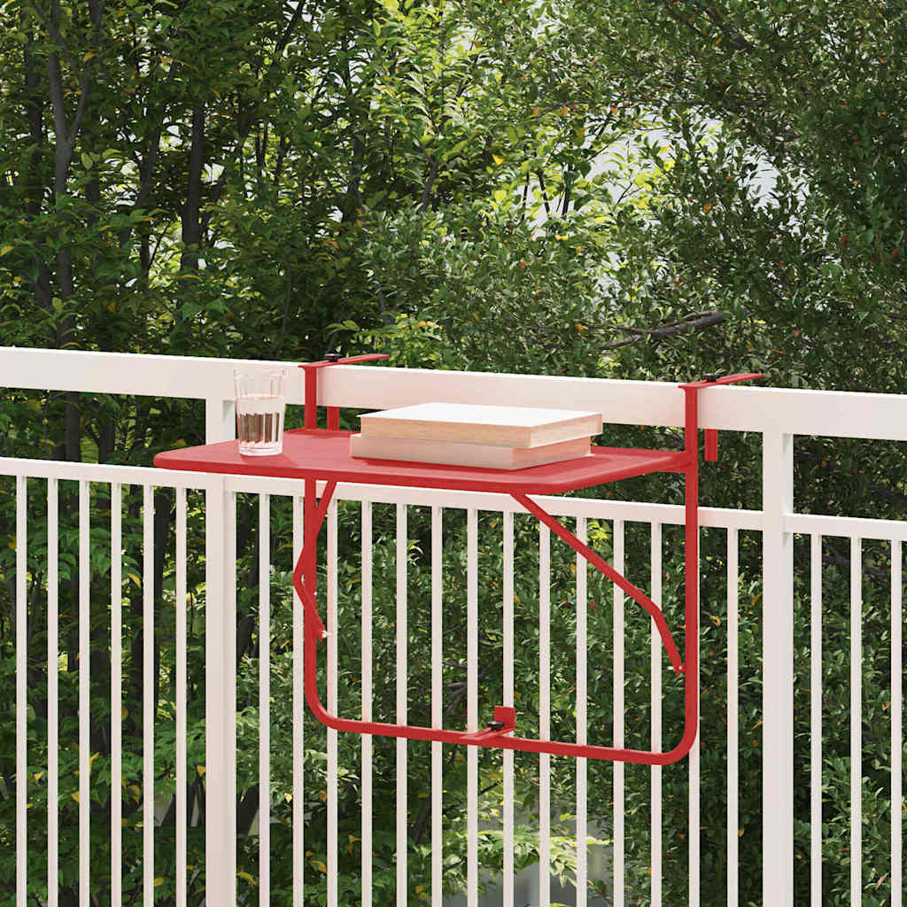 vidaXL Hangende Balkon Tafel Rood 60 x 39 x 65 cm Staal