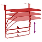vidaXL Hangende Balkon Tafel Rood 60 x 39 x 65 cm Staal