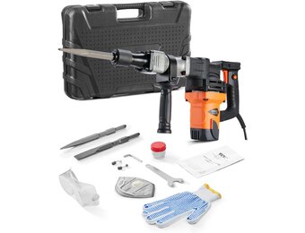 VEVOR Demolition Jack Hammer, MAX 1400W Electric Jackhammer Heavy Duty, 2900 BPM Concrete Breaker 2pcs Chisels Bits Chipping W/Case, Gloves