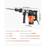 VEVOR Demolition Jack Hammer, MAX 1400W Electric Jackhammer Heavy Duty, 2900 BPM Concrete Breaker 2pcs Chisels Bits Chipping W/Case, Gloves