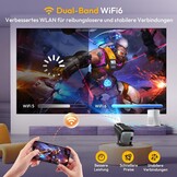 XGODY Gimbal5 Smart Mini Beamer, Native 1080P Full HD Projector, Android 11, WiFi 6, Zwart