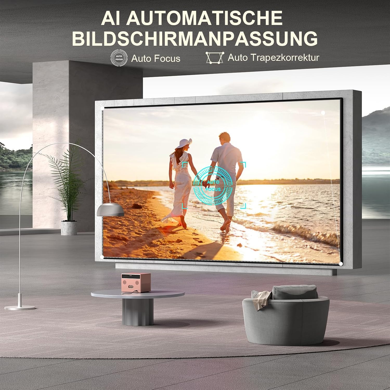 AI-autofocus en keystone: VOPLLS 28000L thuisbioscoop, videobeamer, full HD, 1080P, 4K-ondersteund, volledig verzegelde smart beamer, outdoor, 5G wifi, bluetooth-projector voor iOS/Android/tv-stick