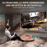 AI-autofocus en keystone: VOPLLS 28000L thuisbioscoop, videobeamer, full HD, 1080P, 4K-ondersteund, volledig verzegelde smart beamer, outdoor, 5G wifi, bluetooth-projector voor iOS/Android/tv-stick