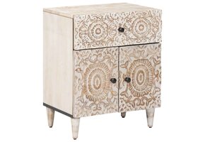 Wit Bedkastje Massief Mango Hout 50x33x60 cm - 47% Korting
