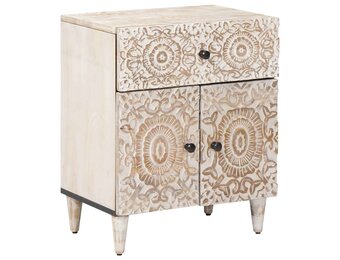 vidaXL Bed kast Wit 50 x 33 x 60 cm Massief Mango Hout