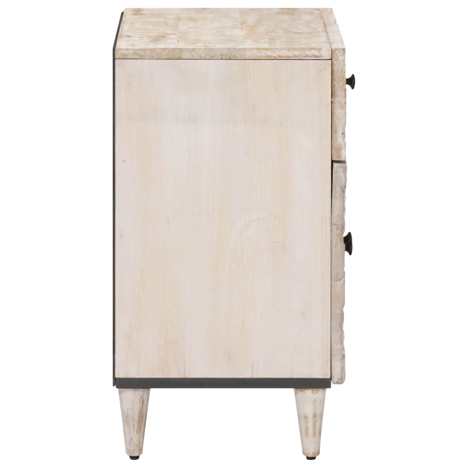 vidaXL Bed kast Wit 50 x 33 x 60 cm Massief Mango Hout