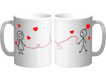 Set van 2 Mokken Rode Draad van het Lot - Wit, 350 ml - 79% Korting!