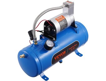 VEVOR Zughorn Air Compressor with Tank, 6 Litres, 12 V Air Compressor Set, 90-120 PSI Working Pressure, Integrated Air Compressor System for Train Air Horn, Inflating Tyres, Trucks, SUVs etc