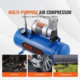 VEVOR Zughorn Air Compressor with Tank, 6 Litres, 12 V Air Compressor Set, 90-120 PSI Working Pressure, Integrated Air Compressor System for Train Air Horn, Inflating Tyres, Trucks, SUVs etc
