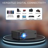 Mini-beamer, Full HD, wifi-projector met 6000 liter, ondersteunt 1080p multimedia 240 inch, videobeamer, compatibel met tv-stick, HDMI, SD, AV, VGA, USB, PS4, smartphone