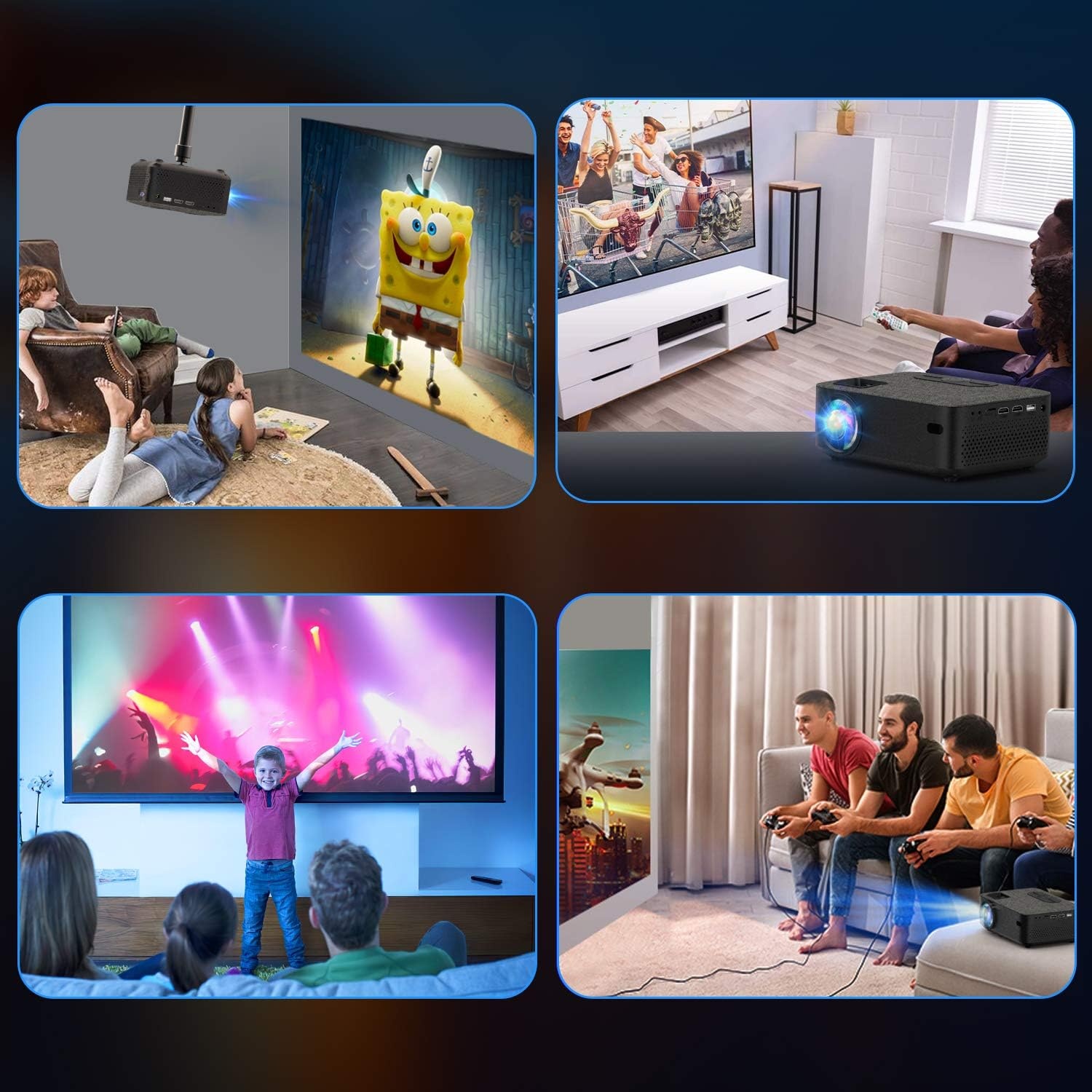 Mini-beamer, Full HD, wifi-projector met 6000 liter, ondersteunt 1080p multimedia 240 inch, videobeamer, compatibel met tv-stick, HDMI, SD, AV, VGA, USB, PS4, smartphone