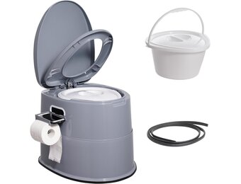 VEVOR Campingtoilet met toiletpapier- en mobiele telefoonhouder, draagbaar campingtoilet, 500 x 467 x 400 mm, reistoilet, noodtoilet, witte toiletten, 136,1 kg, draagvermogen, campertoilet, 5 liter | Voor autoritten en caravans, met telefoonplank, toiletp