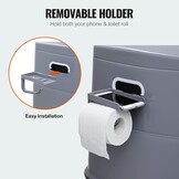 VEVOR Campingtoilet met toiletpapier- en mobiele telefoonhouder, draagbaar campingtoilet, 500 x 467 x 400 mm, reistoilet, noodtoilet, witte toiletten, 136,1 kg, draagvermogen, campertoilet, 5 liter | Voor autoritten en caravans, met telefoonplank, toiletp