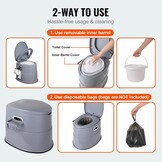 VEVOR Campingtoilet met toiletpapier- en mobiele telefoonhouder, draagbaar campingtoilet, 500 x 467 x 400 mm, reistoilet, noodtoilet, witte toiletten, 136,1 kg, draagvermogen, campertoilet, 5 liter | Voor autoritten en caravans, met telefoonplank, toiletp