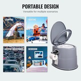 VEVOR Campingtoilet met toiletpapier- en mobiele telefoonhouder, draagbaar campingtoilet, 500 x 467 x 400 mm, reistoilet, noodtoilet, witte toiletten, 136,1 kg, draagvermogen, campertoilet, 5 liter | Voor autoritten en caravans, met telefoonplank, toiletp