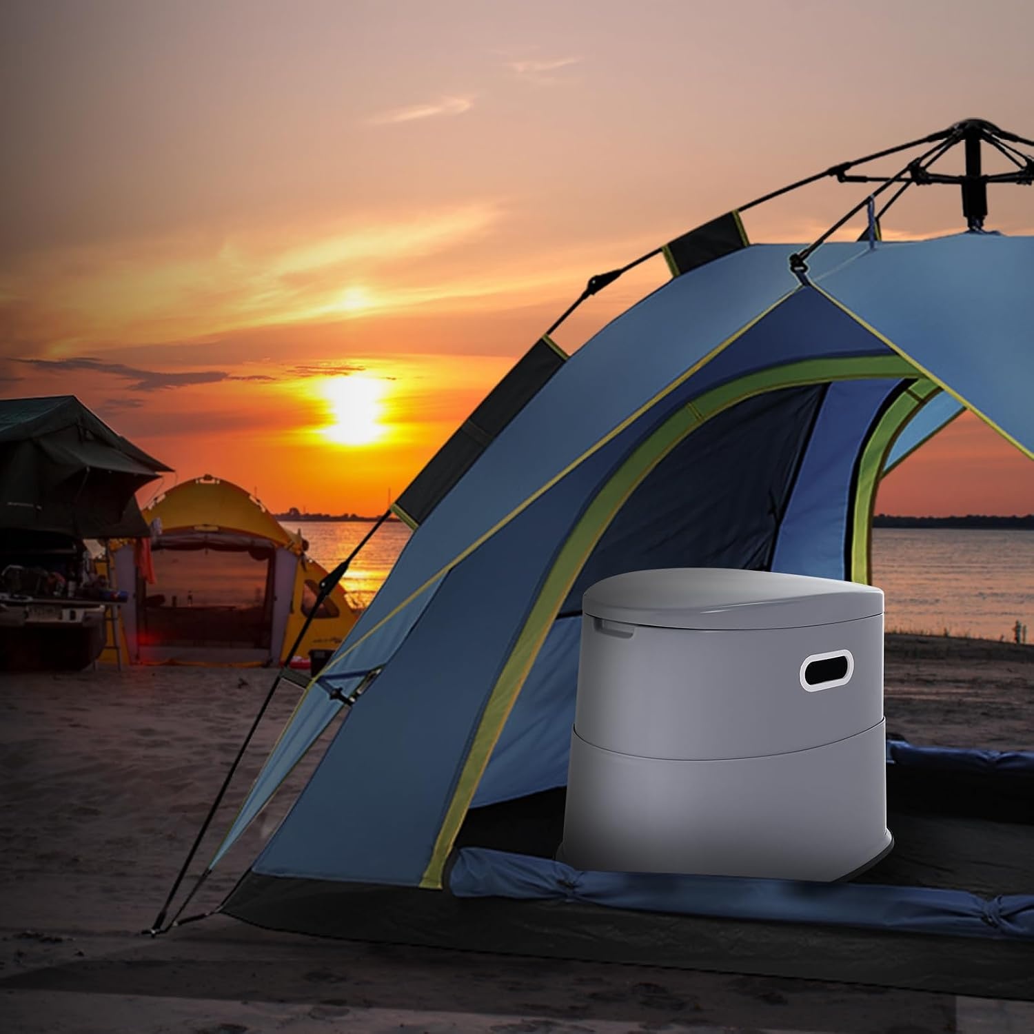 VEVOR Campingtoilet met toiletpapier- en mobiele telefoonhouder, draagbaar campingtoilet, 500 x 467 x 400 mm, reistoilet, noodtoilet, witte toiletten, 136,1 kg, draagvermogen, campertoilet, 5 liter | Voor autoritten en caravans, met telefoonplank, toiletp